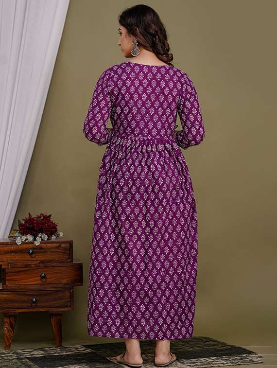 women printed three quarter sleeve maternity wear dress - 22219097 -  Standard Image - 1