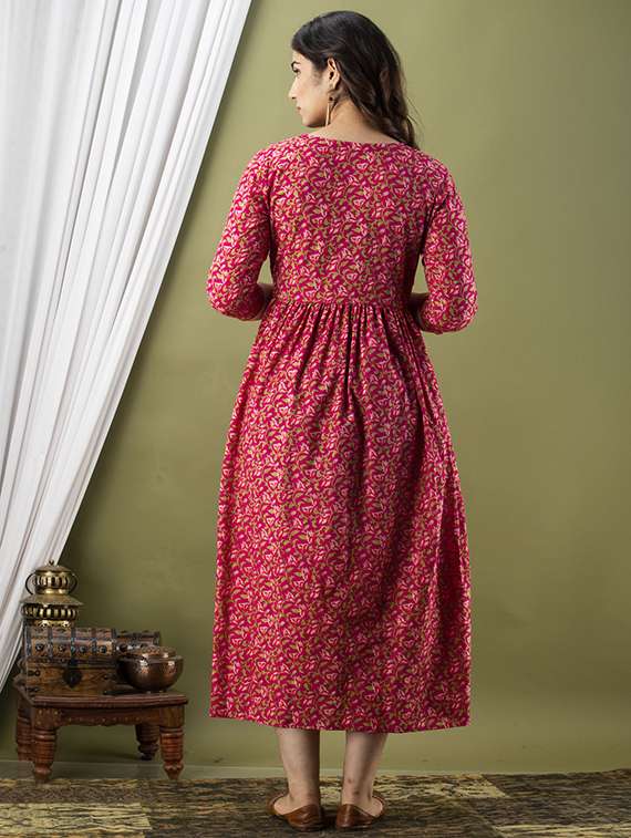 women printed three quarter sleeve maternity wear dress - 22219098 -  Standard Image - 1