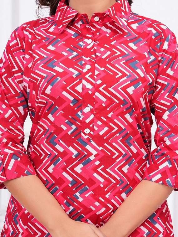women printed three quarter sleeve co-ord set - 22219122 -  Standard Image - 4
