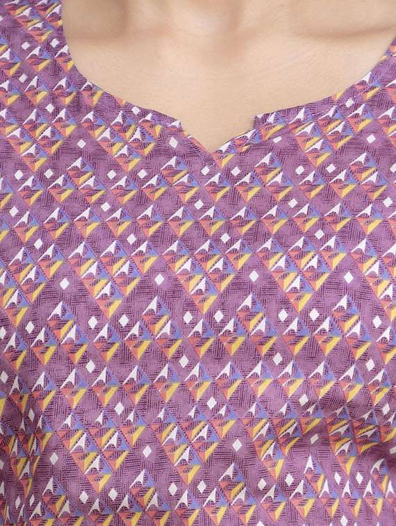 women printed three quarter sleeve straight kurti - 22219163 -  Standard Image - 4