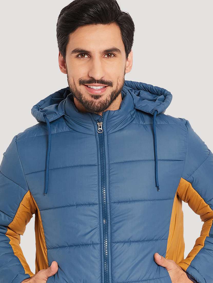 men color block long sleeve puffer jacket - 22219169 -  Standard Image - 1