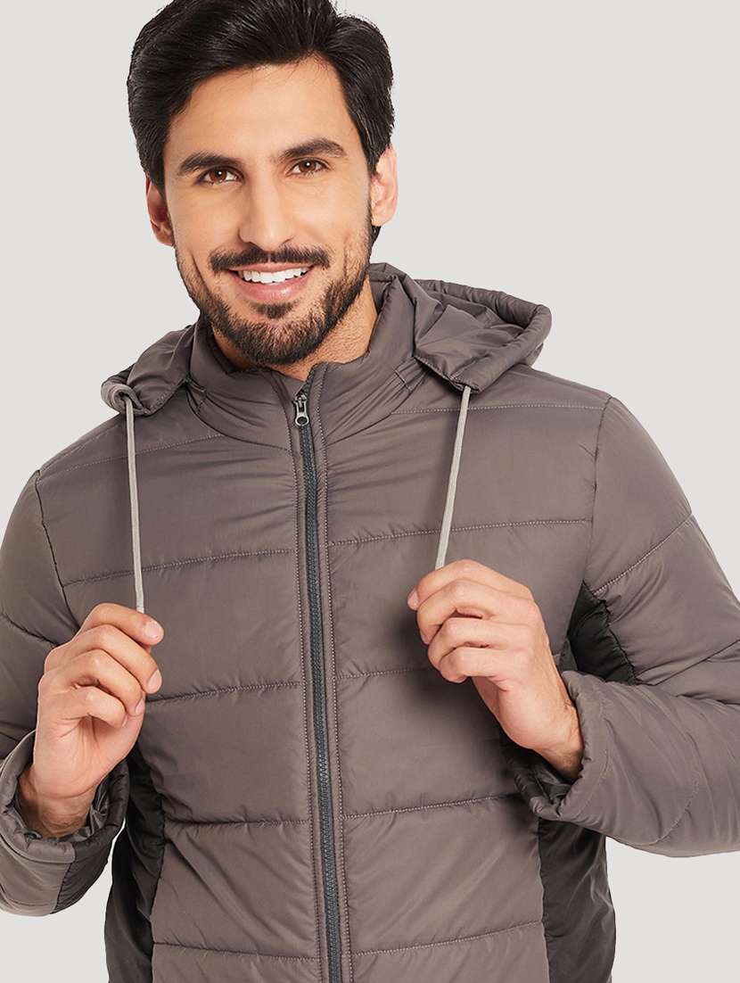 men color block long sleeve puffer jacket - 22219171 -  Standard Image - 1