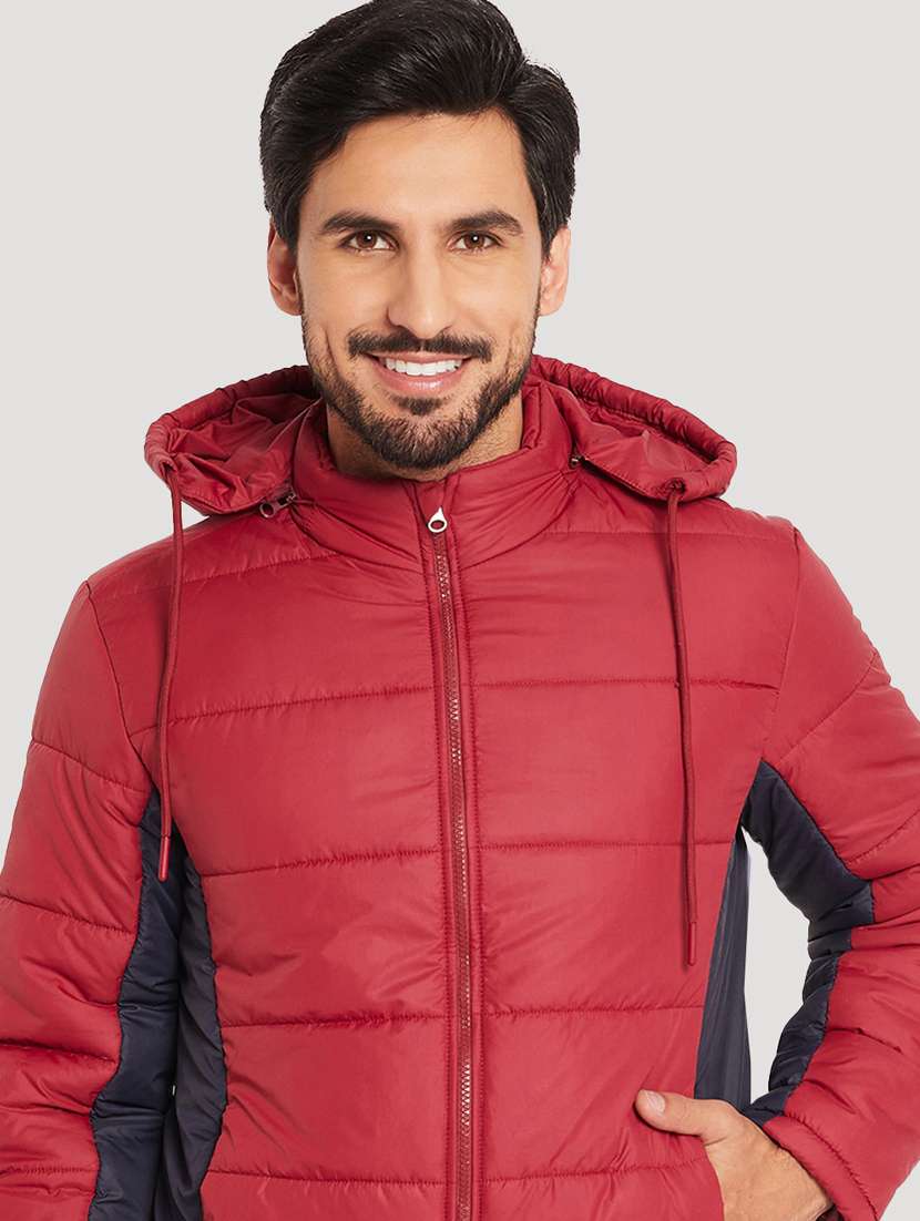 men color block long sleeve puffer jacket - 22219172 -  Standard Image - 1