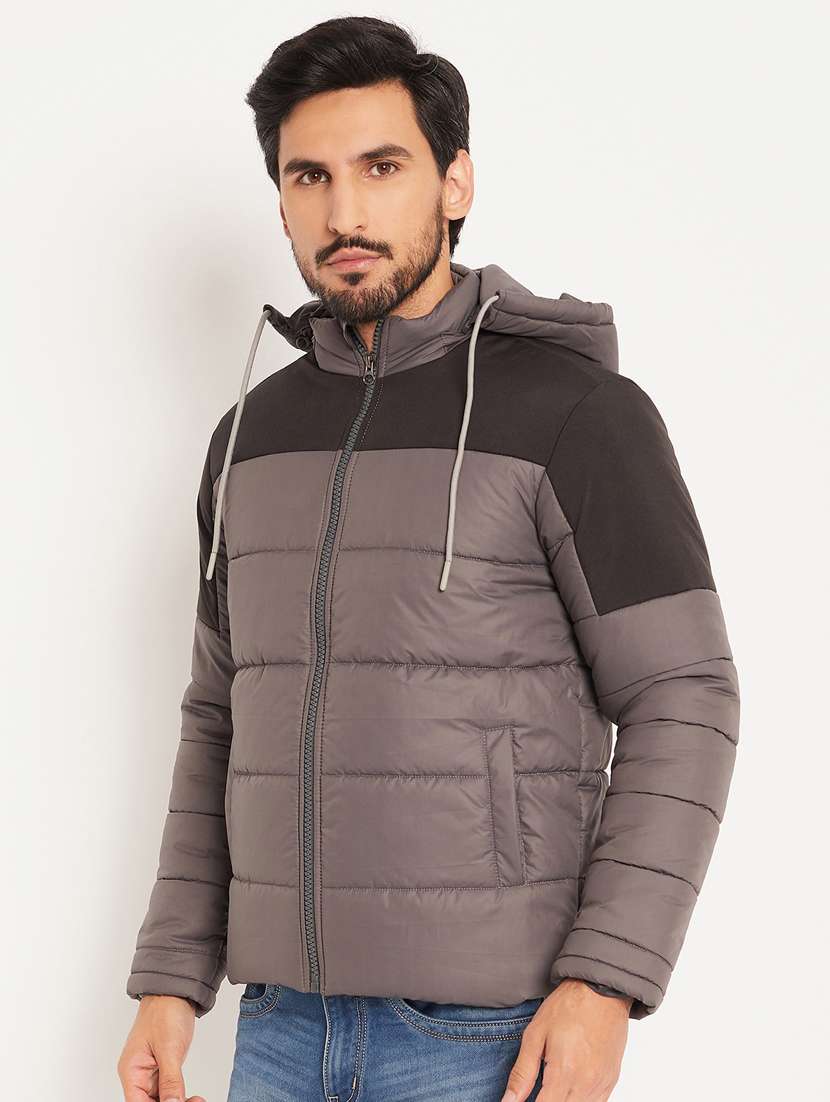 men color block long sleeve puffer jacket