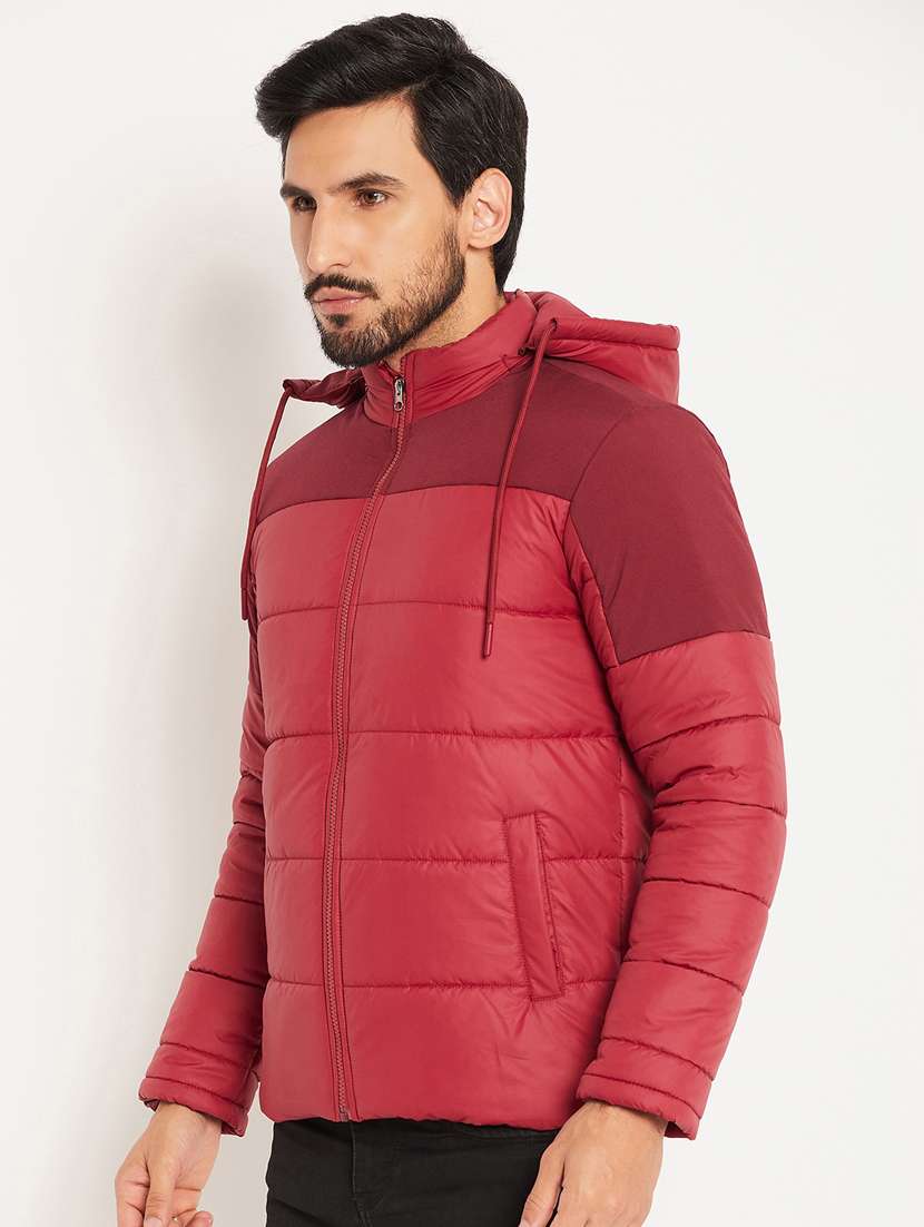 men color block long sleeve puffer jacket