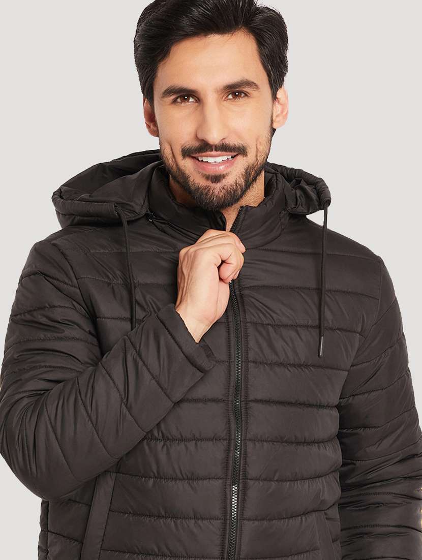 men solid long sleeve puffer jacket - 22219180 -  Standard Image - 1