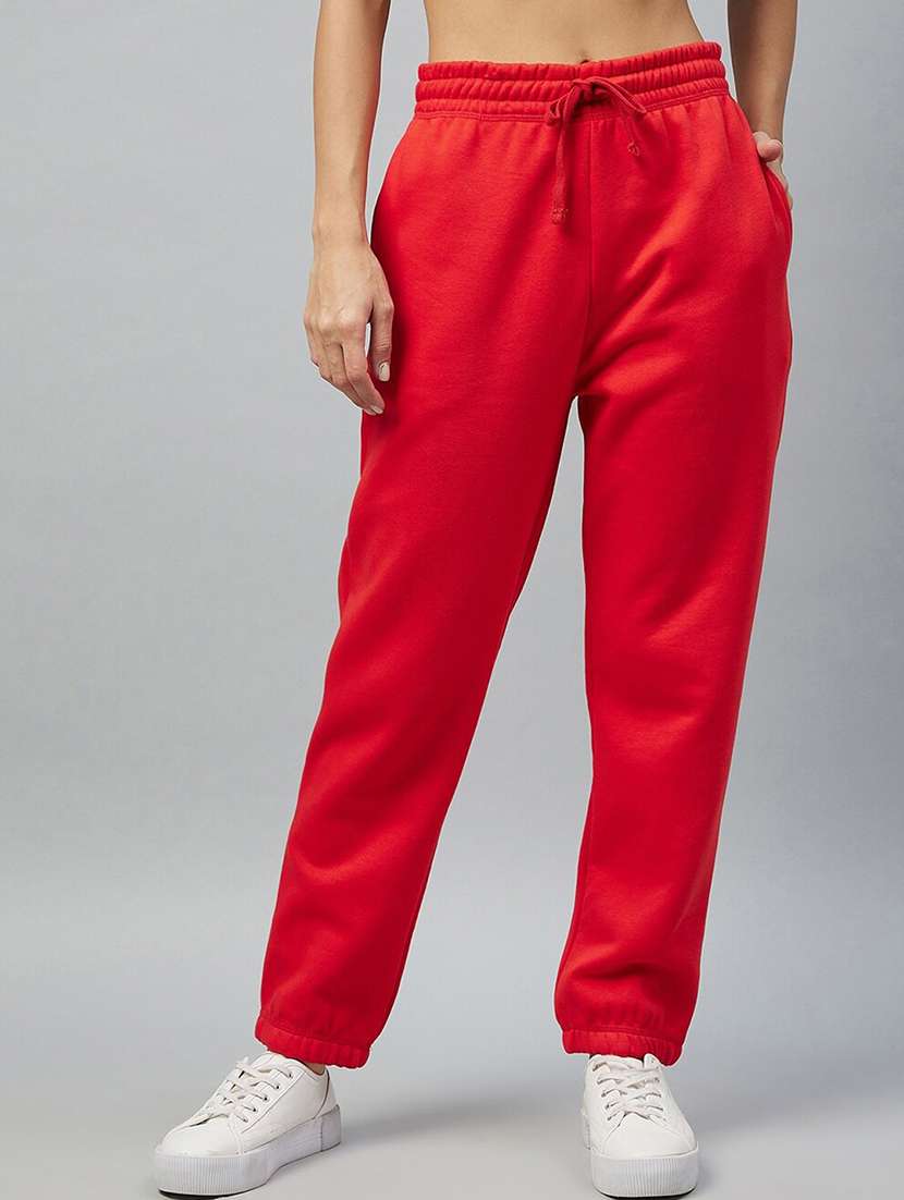 women solid mid rise relaxed fit jogger