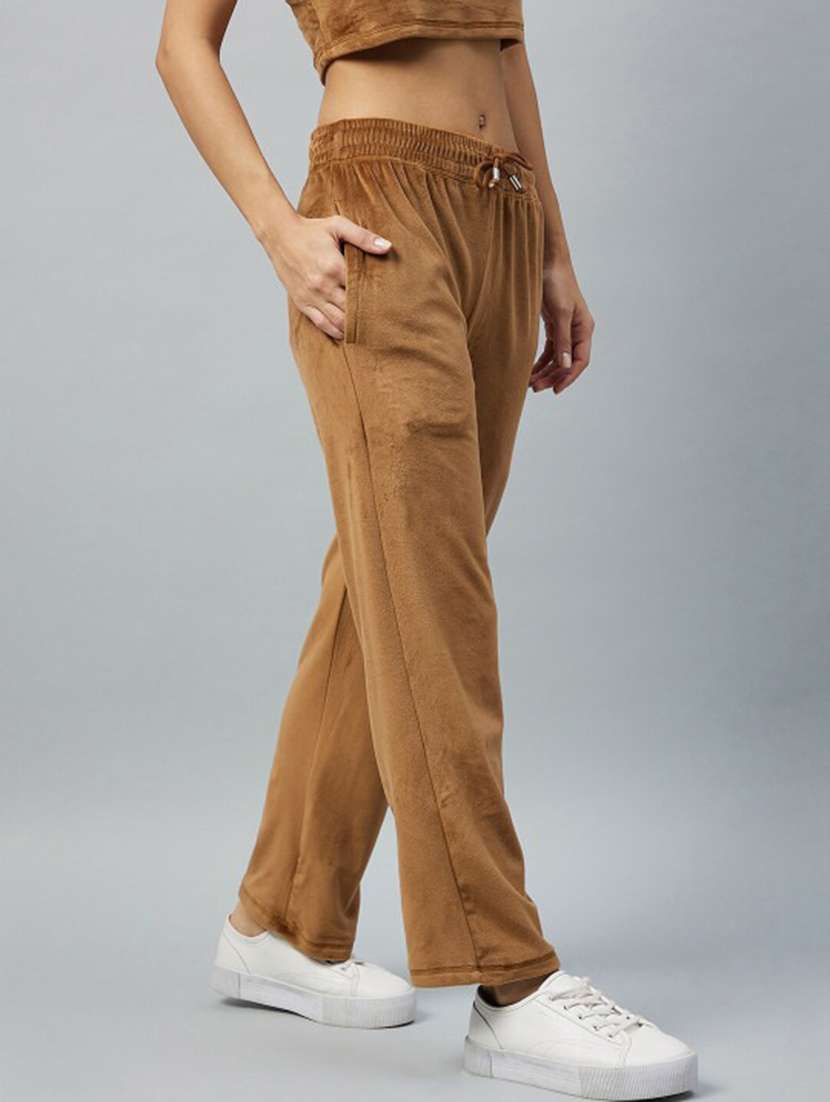 women solid mid rise track pant - 22219205 -  Standard Image - 1