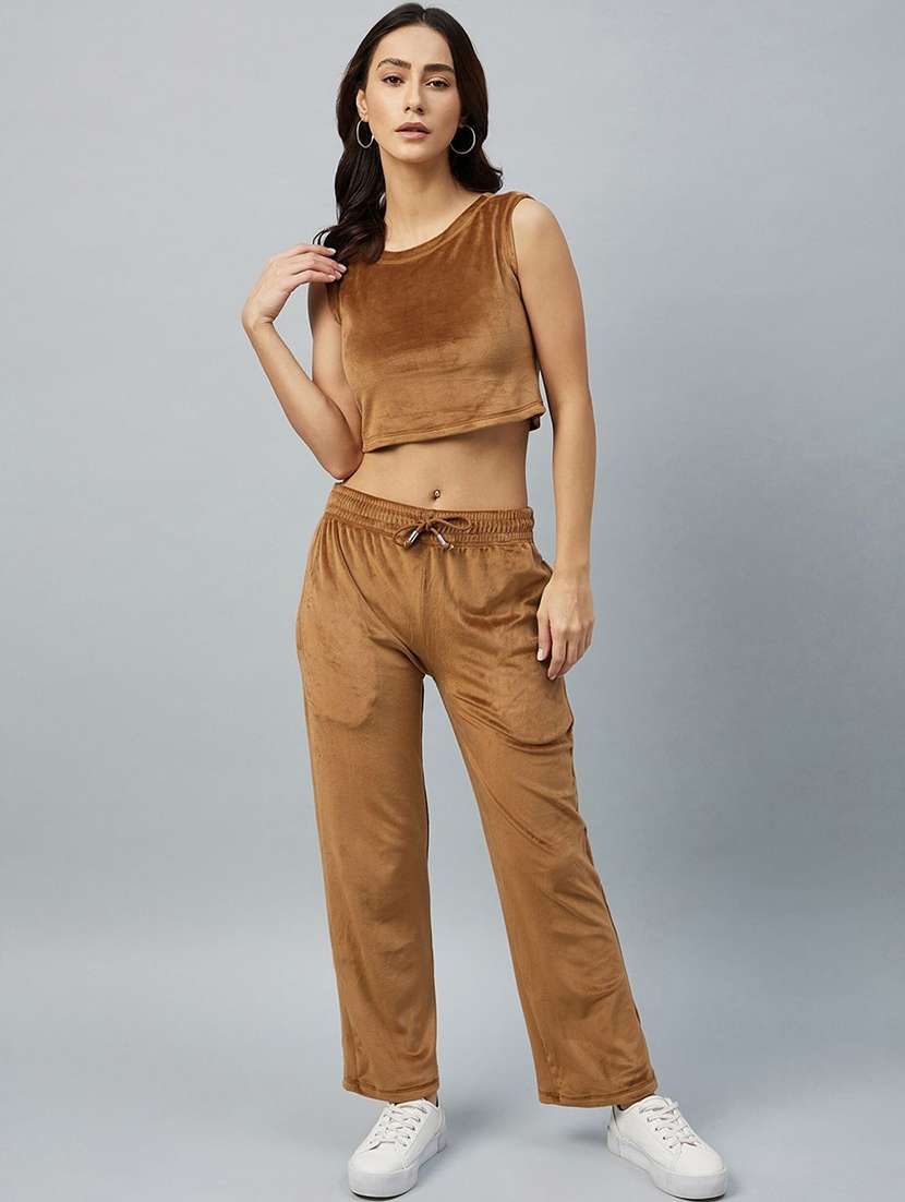 women solid mid rise track pant - 22219205 -  Standard Image - 4