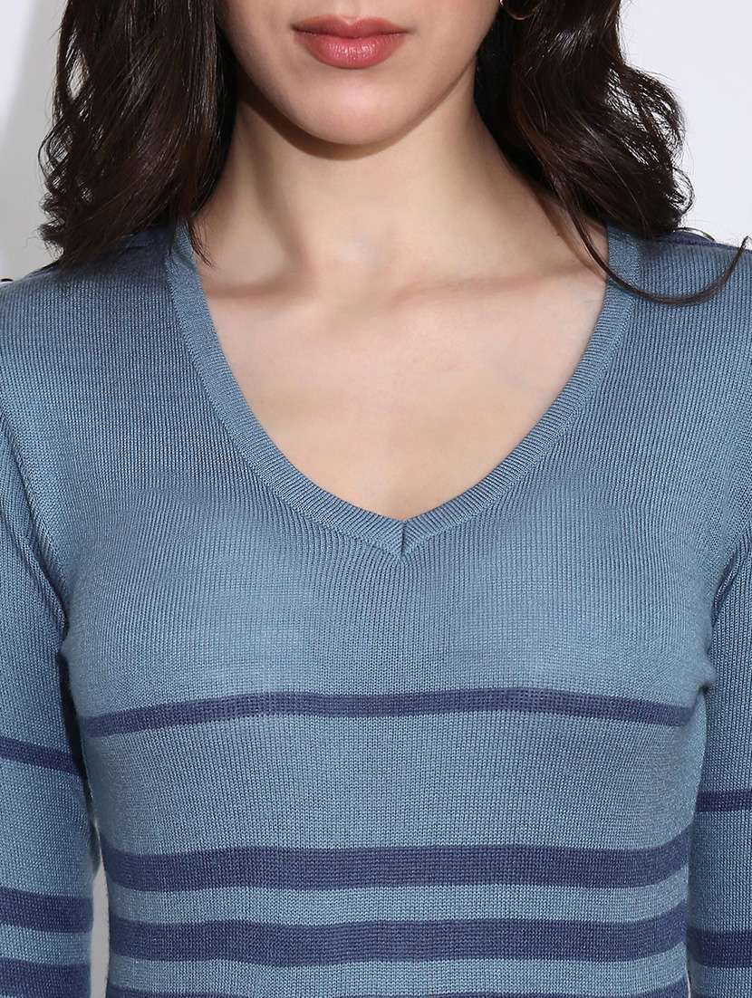 globus women blue v-neck self design acrylic midi bodycon dress  - 22219228 -  Standard Image - 4