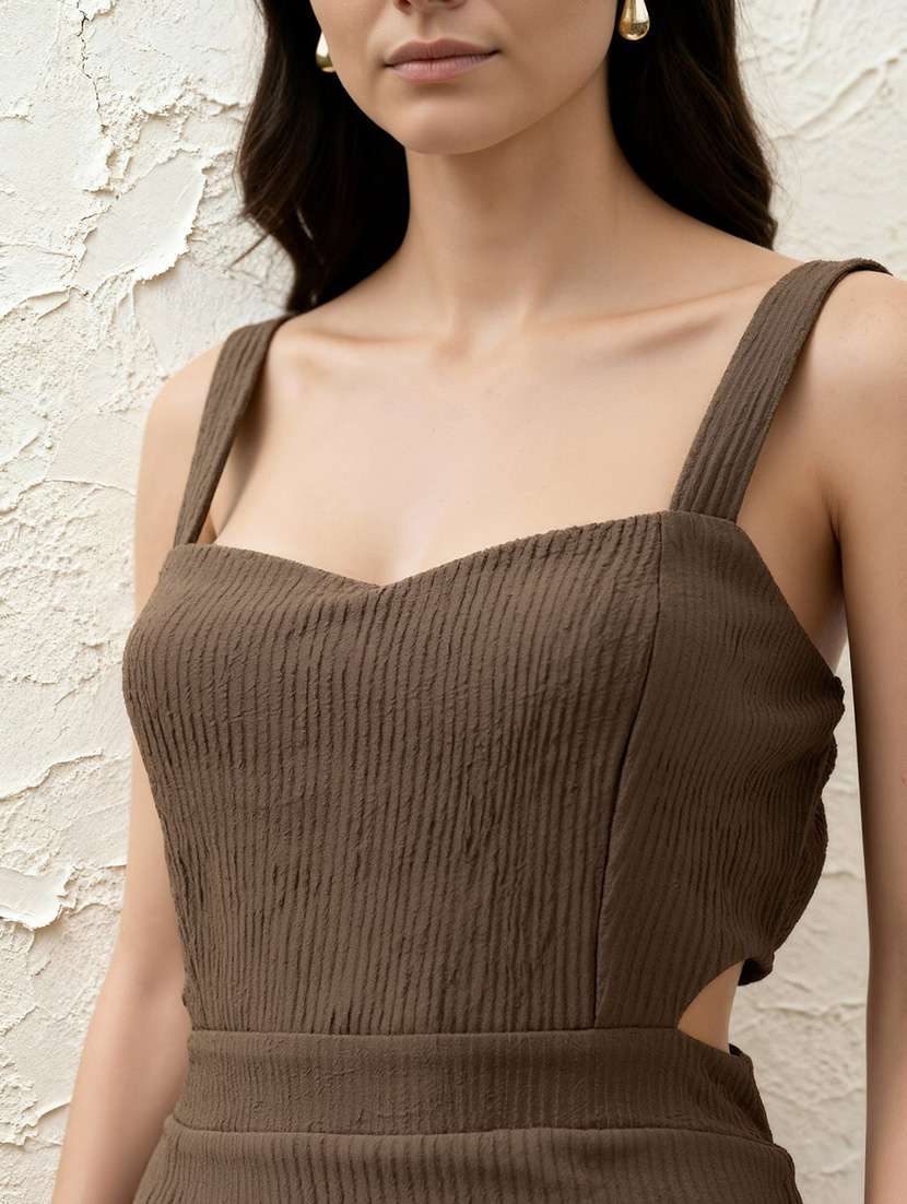 women solid shoulder strap sheath dress - 22219239 -  Standard Image - 4