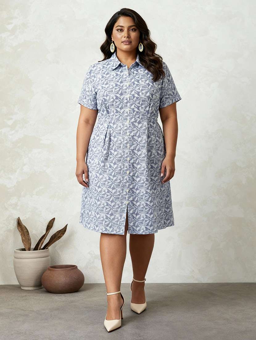 women printed short sleeve a-line dress