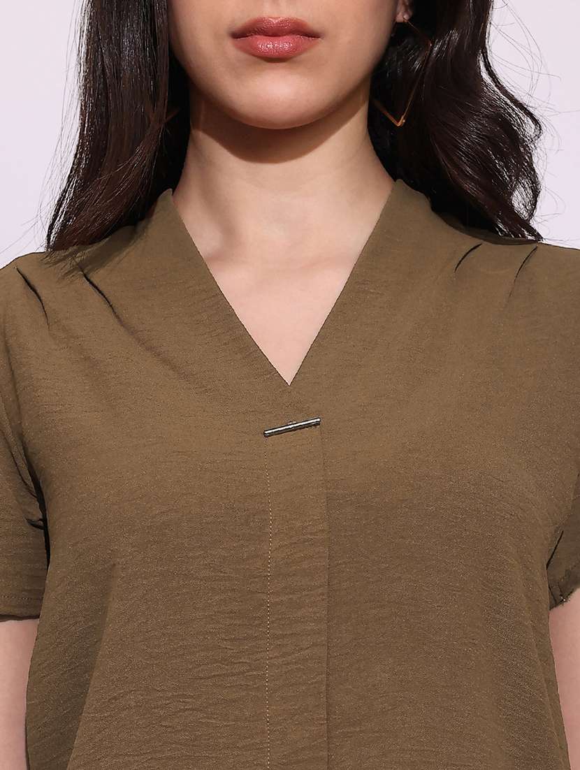 women solid puff sleeve straight fit  top - 22219244 -  Standard Image - 4