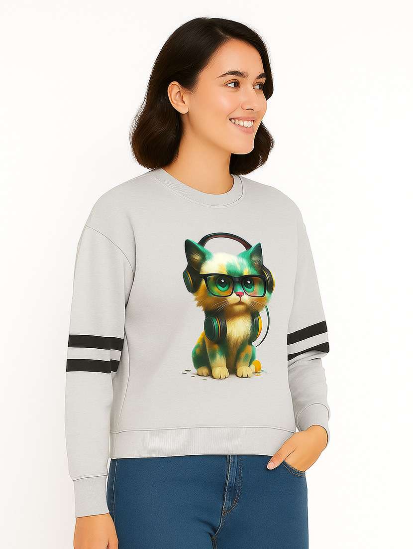 women printed long sleeve sweatshirt - 22219295 -  Standard Image - 1