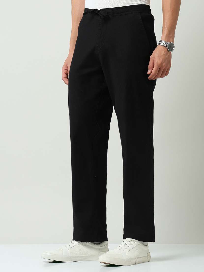 men solid mid rise flat front formal trouser - 22219323 -  Standard Image - 1