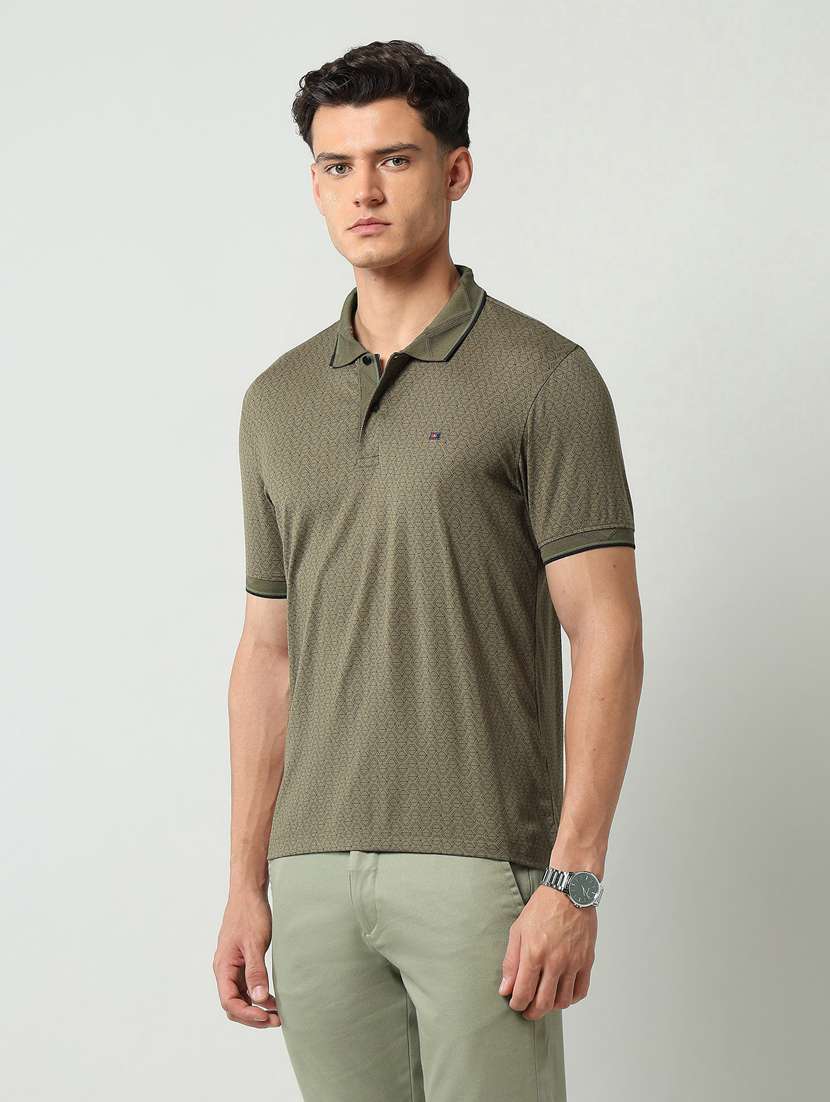 men printed short sleeve slim fit polo t-shirt - 22219346 -  Standard Image - 1