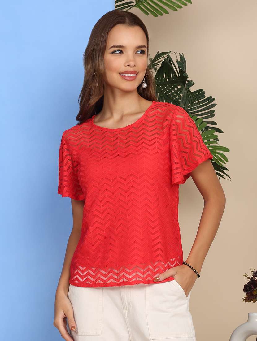 women self designed flared sleeve top - 22219376 -  Standard Image - 1