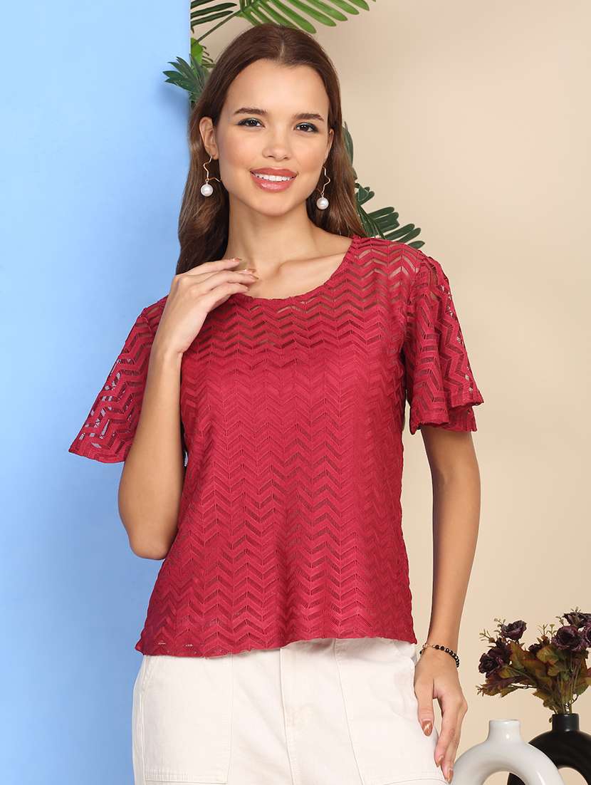 women self designed flared sleeve top - 22219377 -  Standard Image - 1