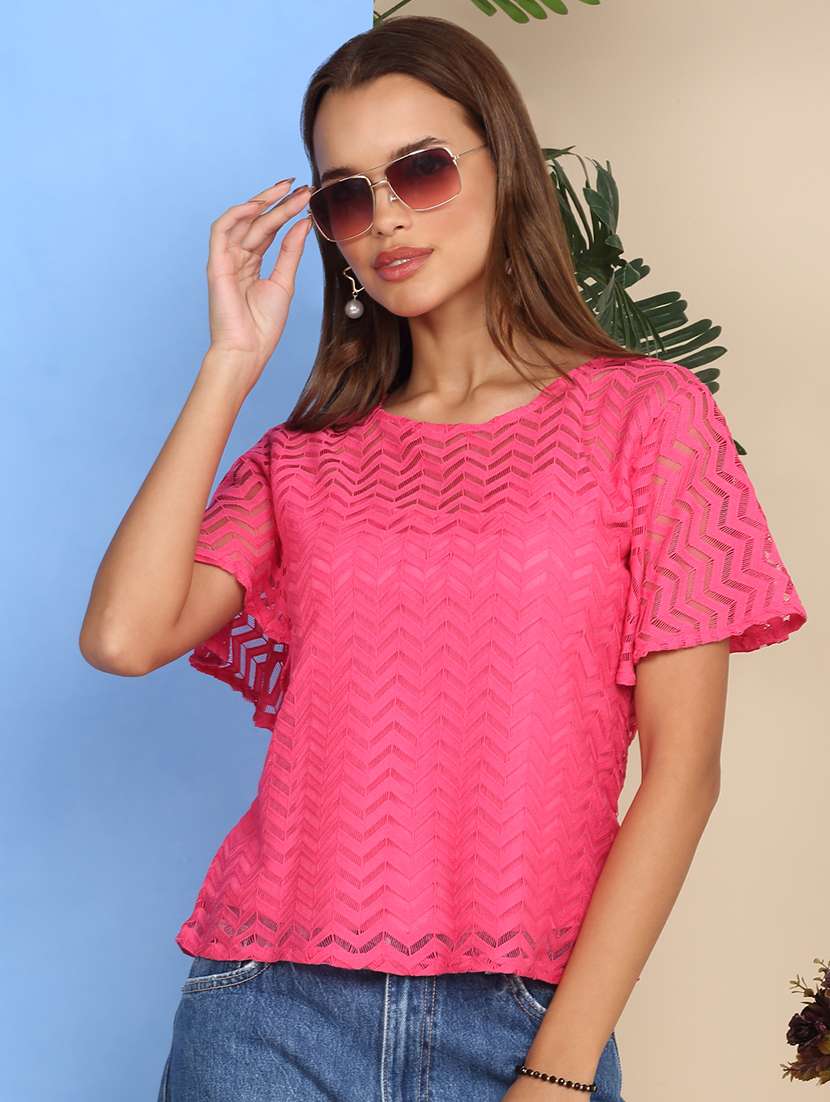 women self designed flared sleeve top