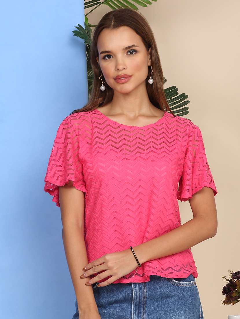 women self designed flared sleeve top - 22219378 -  Standard Image - 1