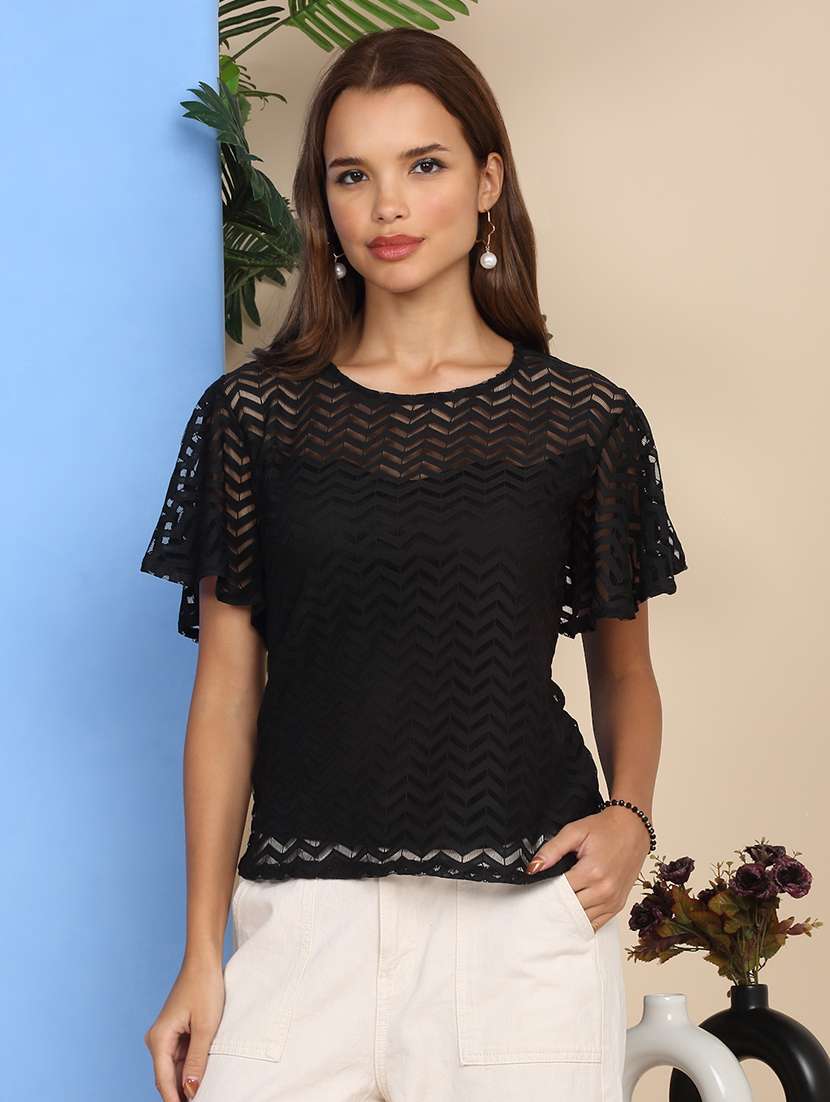 women self designed flared sleeve top - 22219379 -  Standard Image - 1