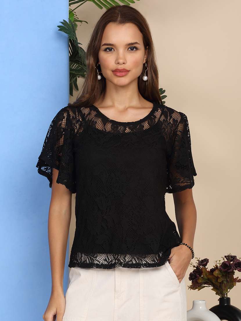 women self designed flared sleeve top - 22219380 -  Standard Image - 1