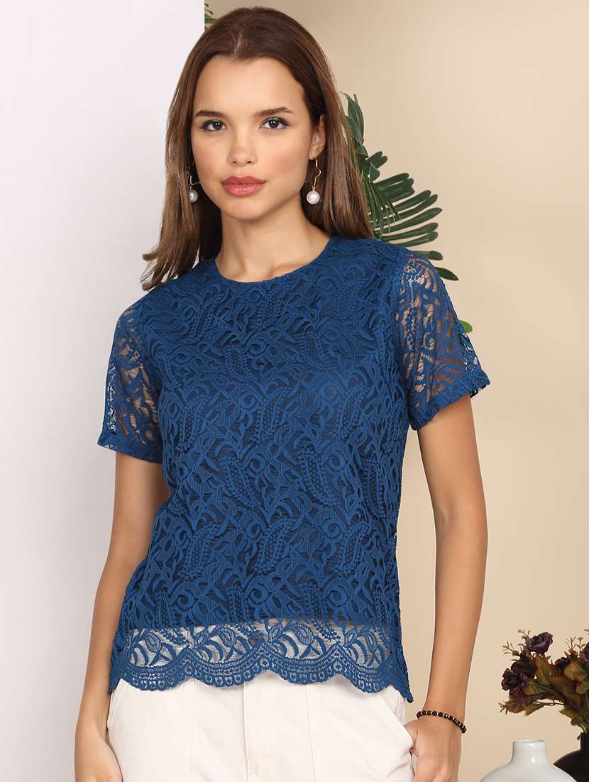 women self designed short sleeve top - 22219382 -  Standard Image - 1