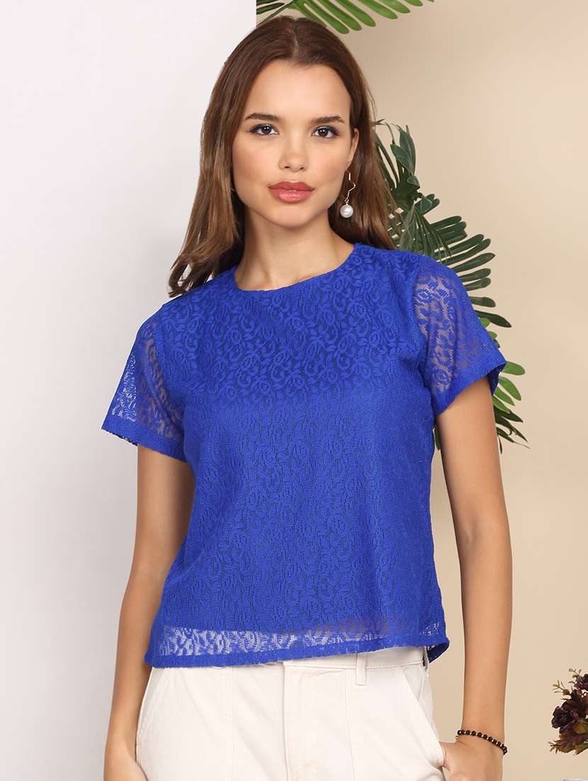 women self designed short sleeve top - 22219384 -  Standard Image - 1