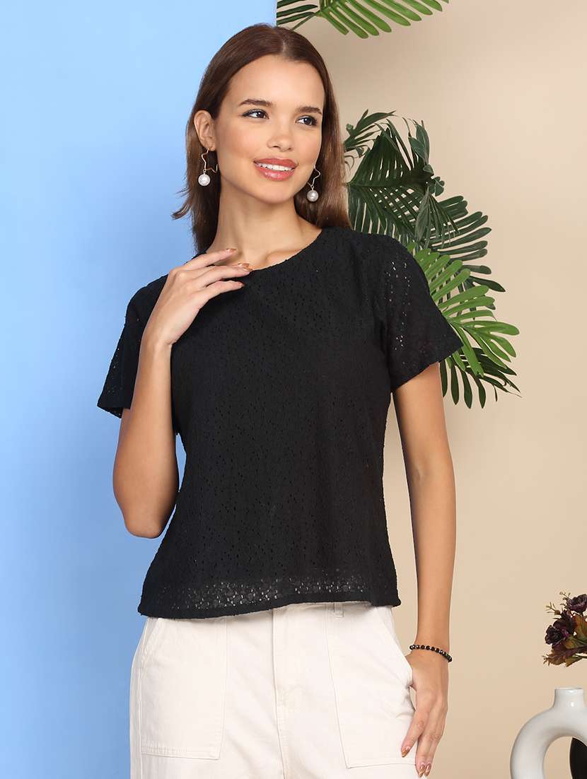 women self designed short sleeve top - 22219385 -  Standard Image - 1