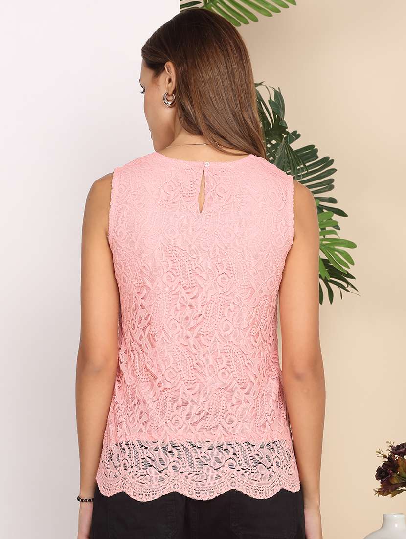 women self designed sleeveless lace top - 22219388 -  Standard Image - 4