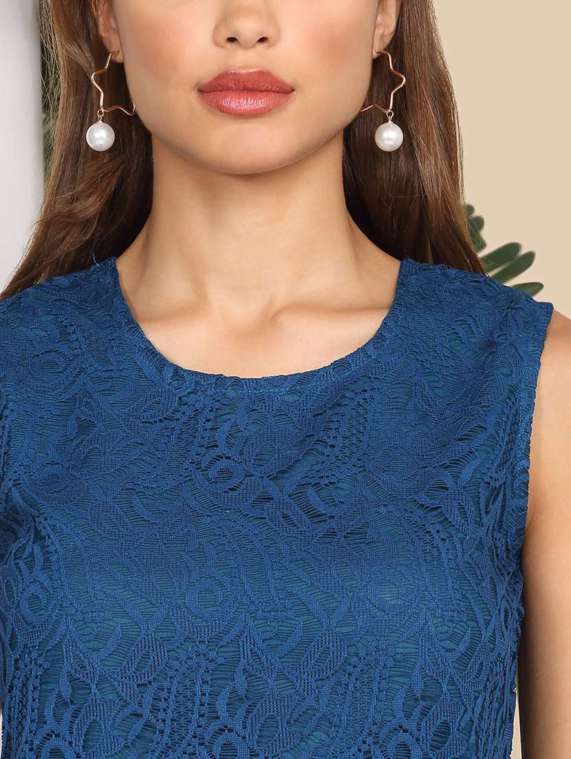 women self designed sleeveless lace top - 22219389 -  Standard Image - 1