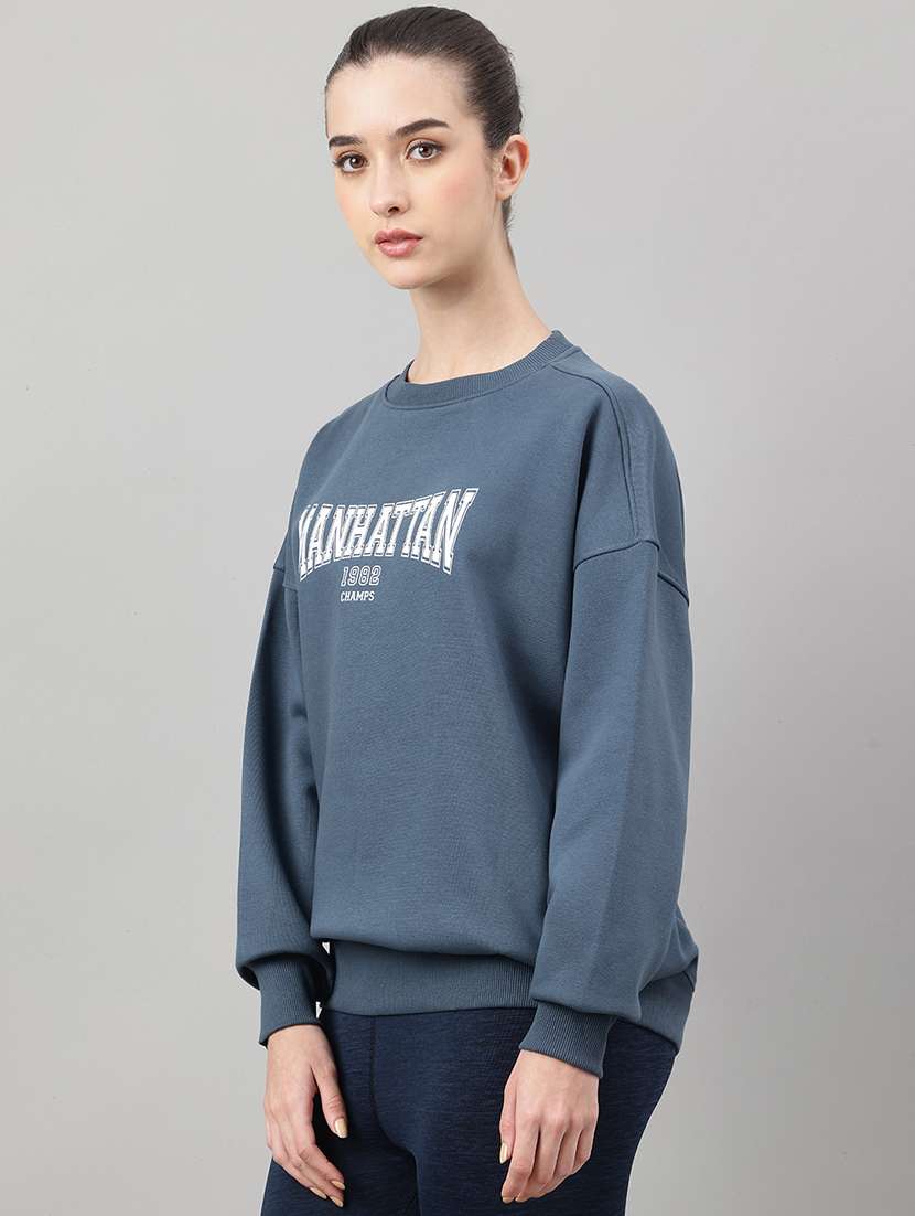 women printed long sleeve oversized sweatshirt - 22219439 -  Standard Image - 1