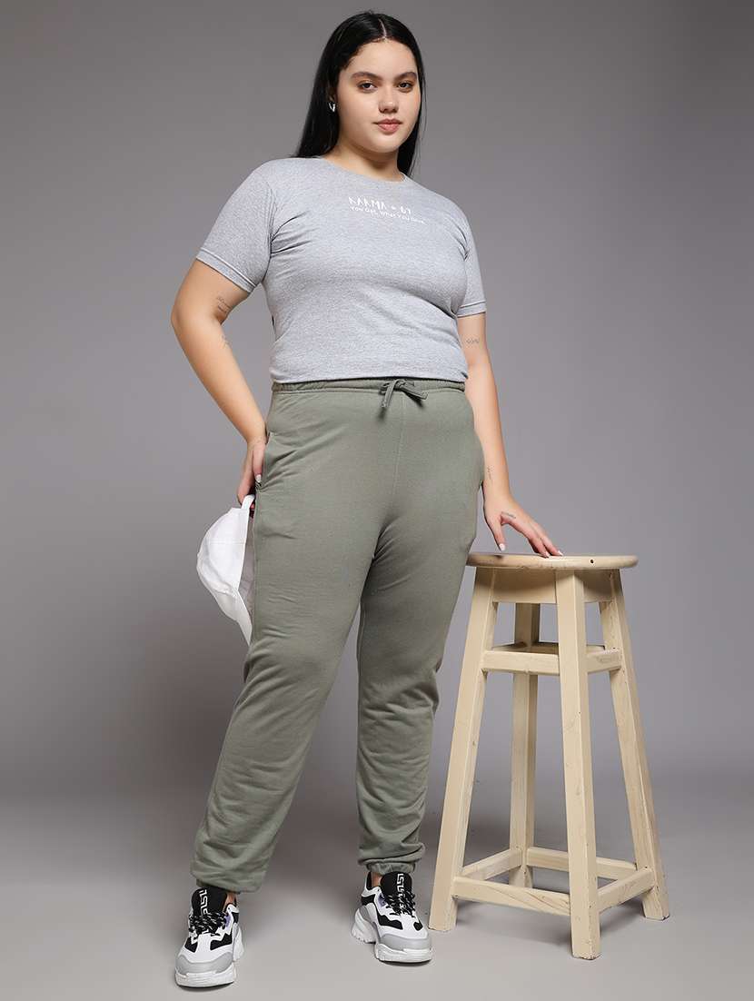 women plus size solid mid rise jogger - 22219454 -  Standard Image - 4
