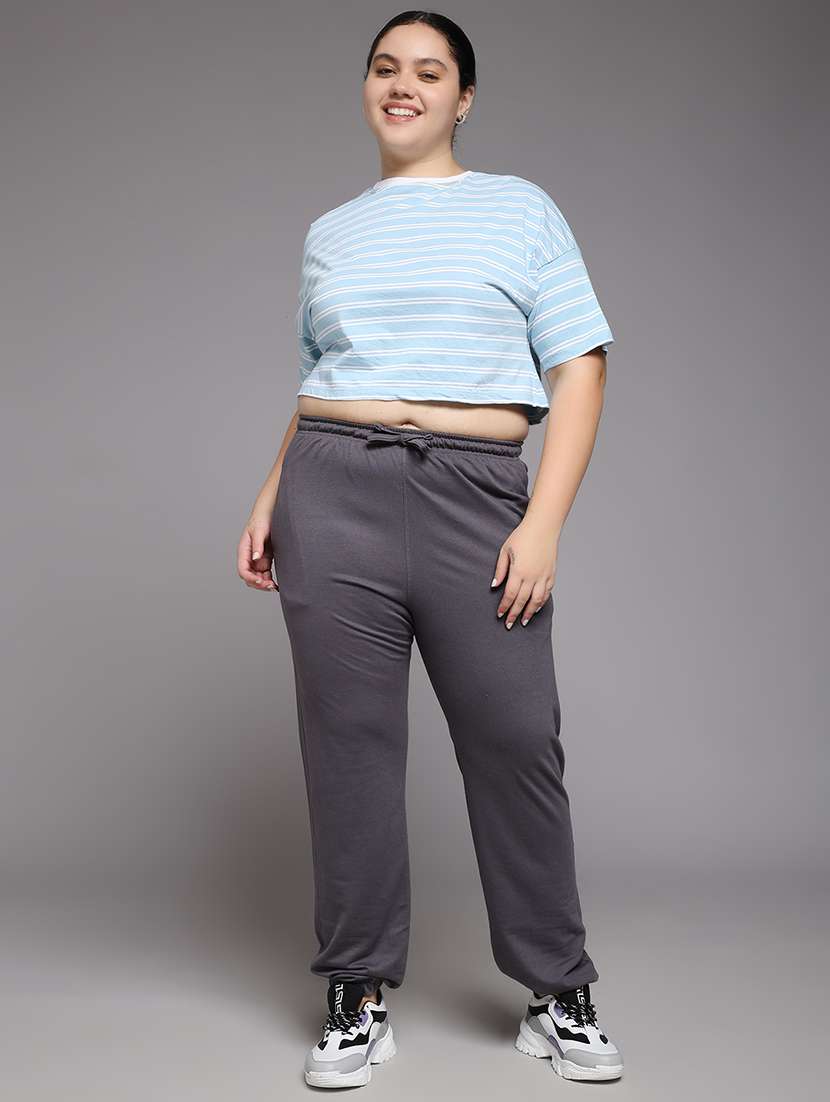 women plus size solid mid rise jogger - 22219455 -  Standard Image - 6