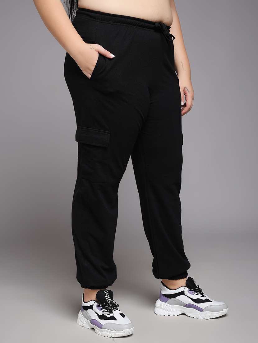 women plus size solid mid rise jogger - 22219459 -  Standard Image - 1