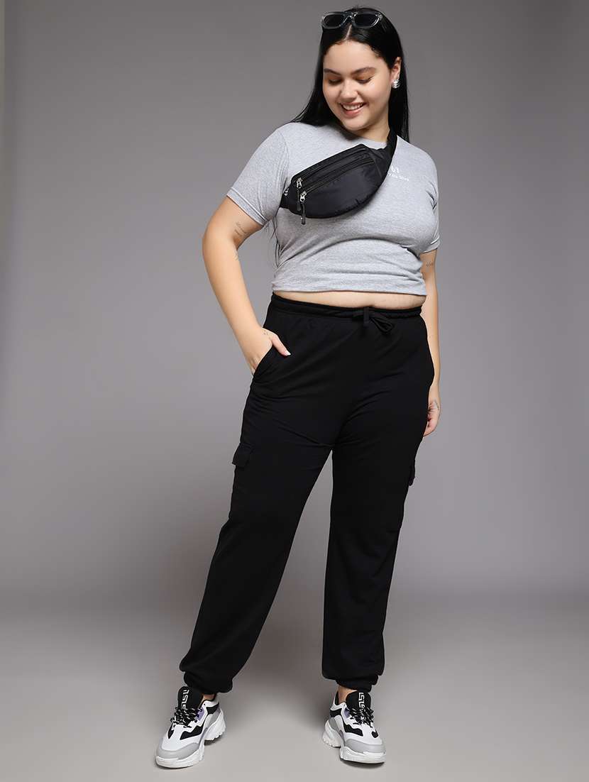 women plus size solid mid rise jogger - 22219459 -  Standard Image - 4