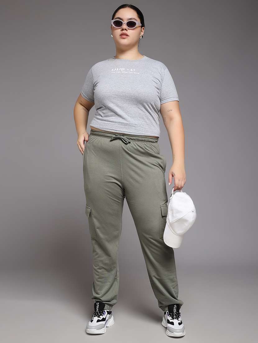 women plus size solid mid rise jogger - 22219460 -  Standard Image - 4