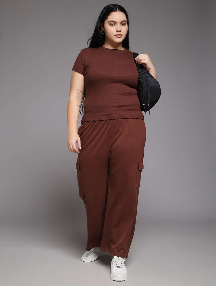 women plus size solid mid rise cargo - 22219461 -  Standard Image - 4