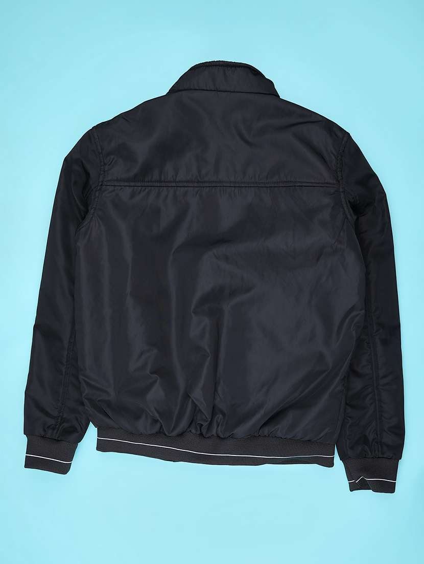 men solid long sleeve stand collar bomber jacket - 22219564 -  Standard Image - 1