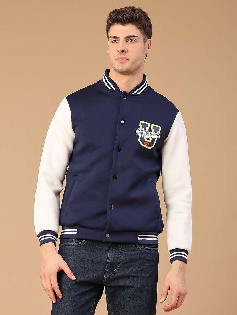 men color blocked long sleeve varsity jacket - 22219585 -  Standard Image - 1