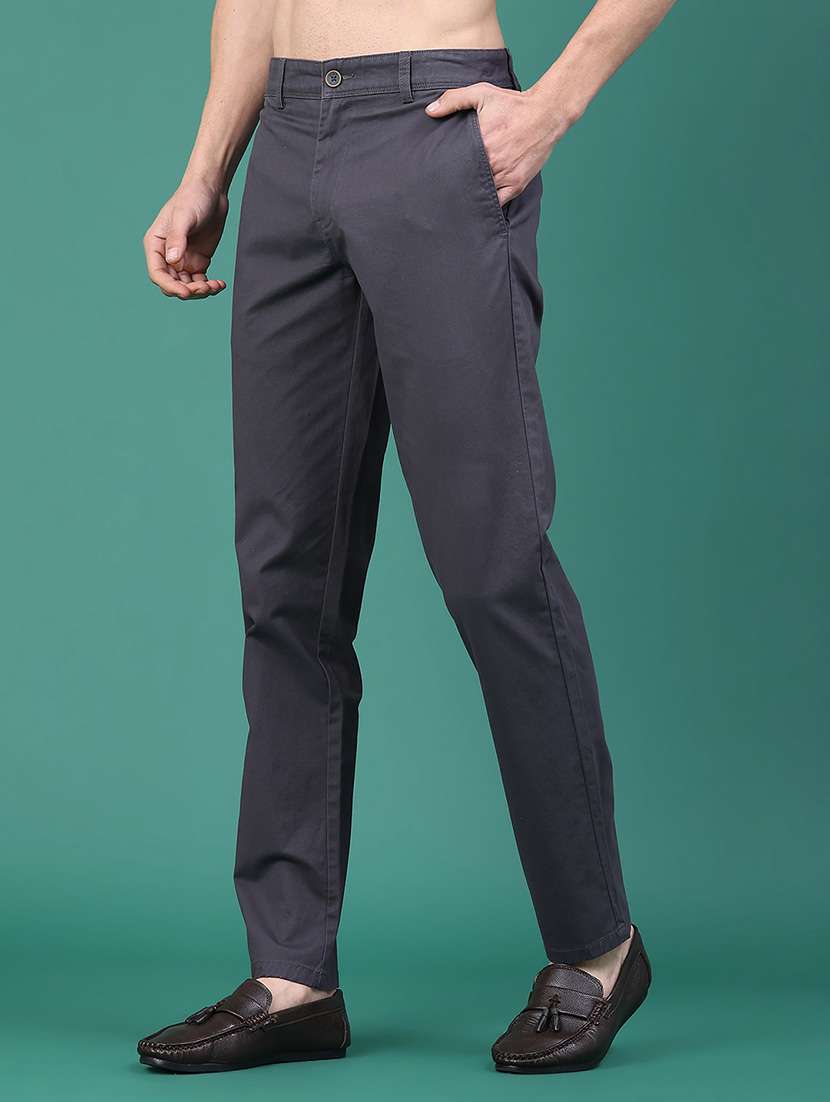 men solid mid rise chinos casual trouser - 22219633 -  Standard Image - 1