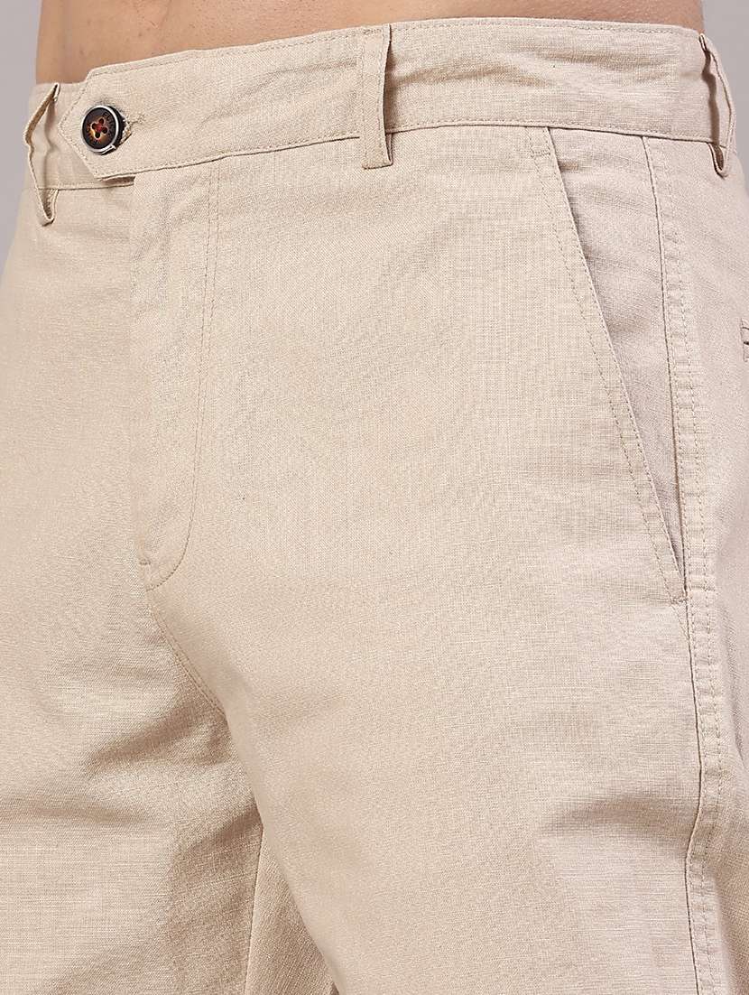 men solid mid rise chinos casual trouser - 22219635 -  Standard Image - 1