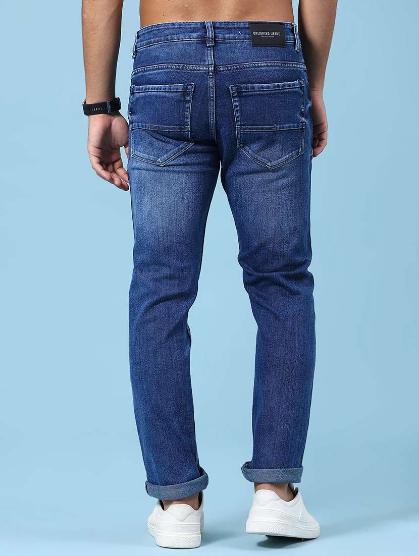 men washed mid rise full length slim fit jeans - 22219677 -  Standard Image - 4