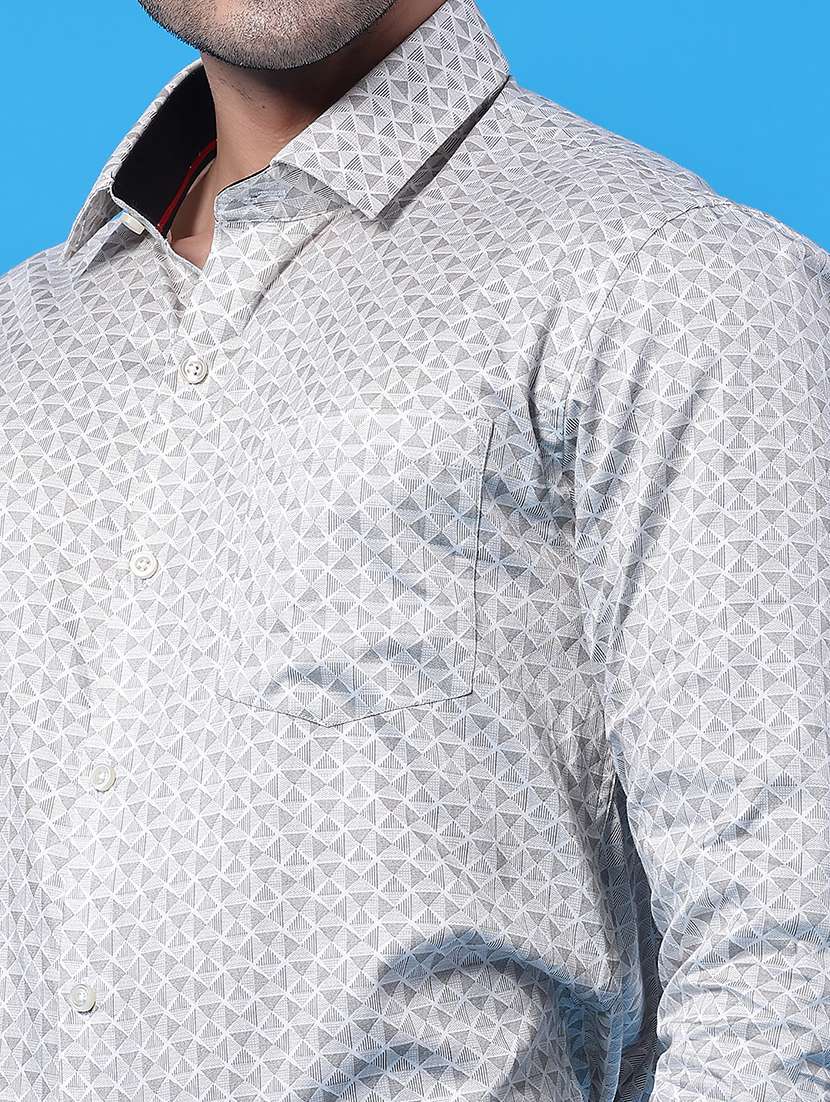 men printed long sleeve slim fit formal shirt - 22219687 -  Standard Image - 1