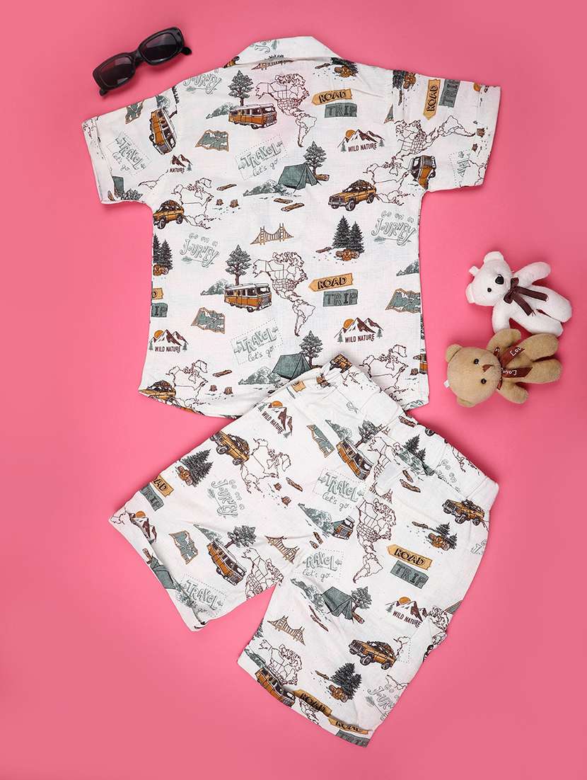 boys printed shirt & shorts co-ords set - 22219765 -  Standard Image - 1