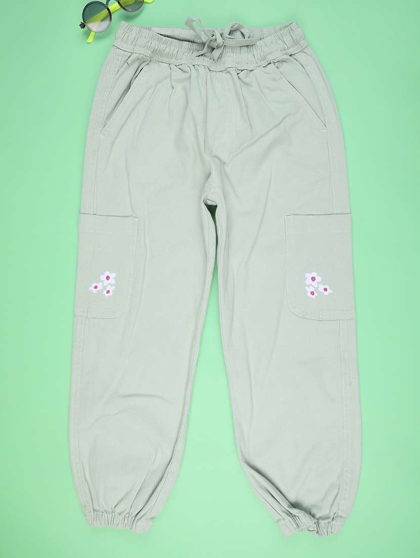 girls plain mid rise regular fit jogger - 22219782 -  Standard Image - 1