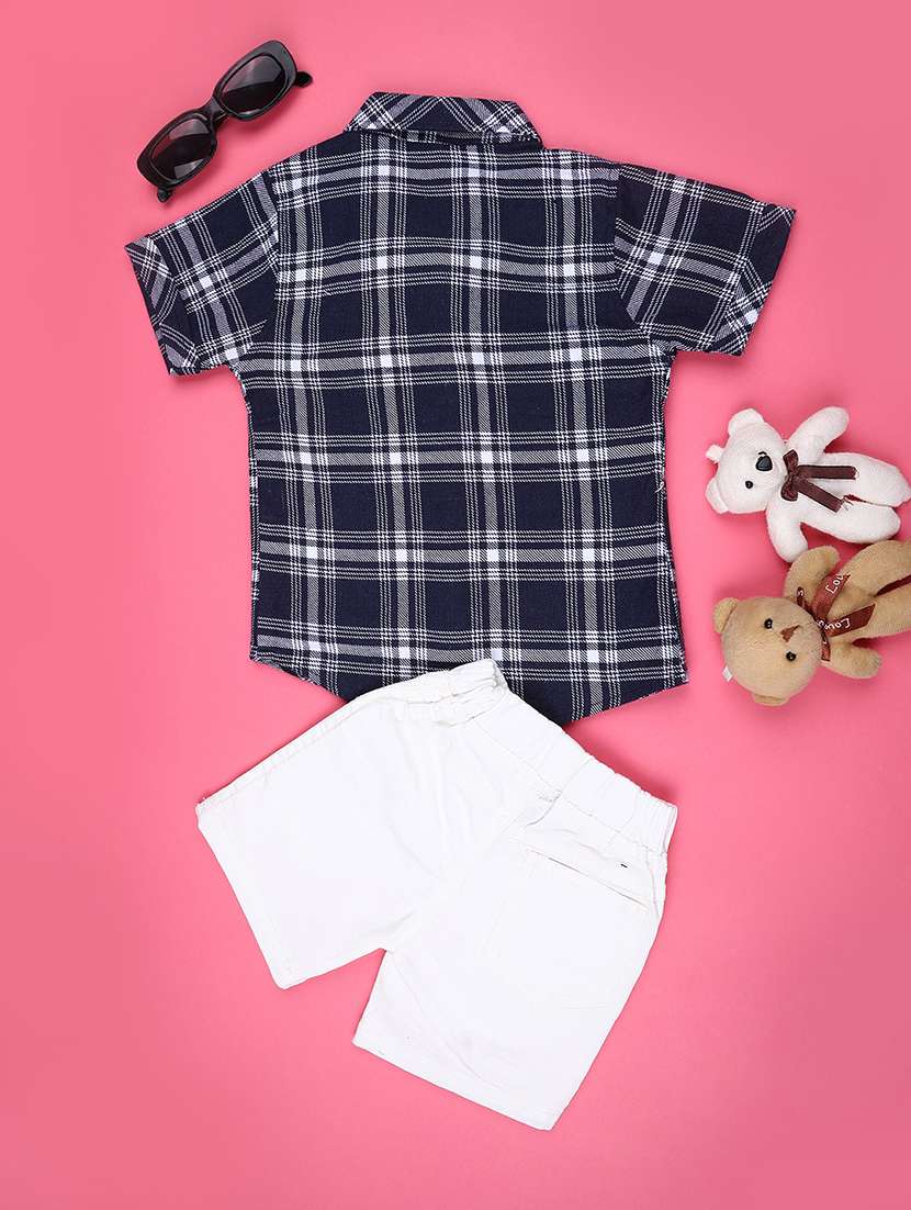 boys checkered shirt & shorts co-ords set - 22219815 -  Standard Image - 1