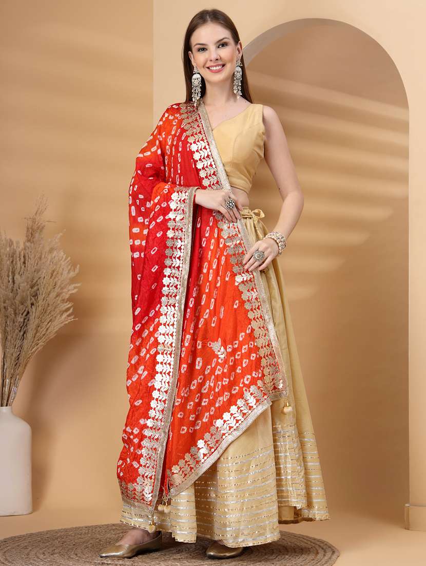 women bandhani gota work dupatta