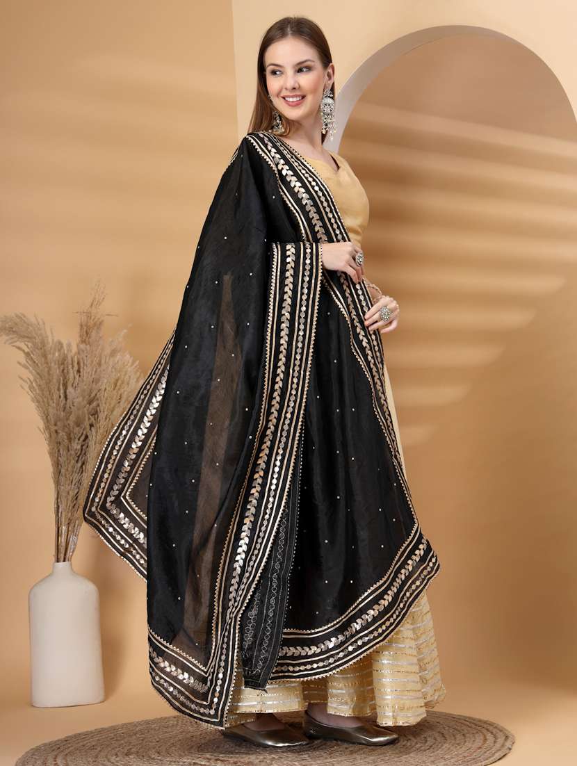 women solid with work gota work dupatta - 22219875 -  Standard Image - 1