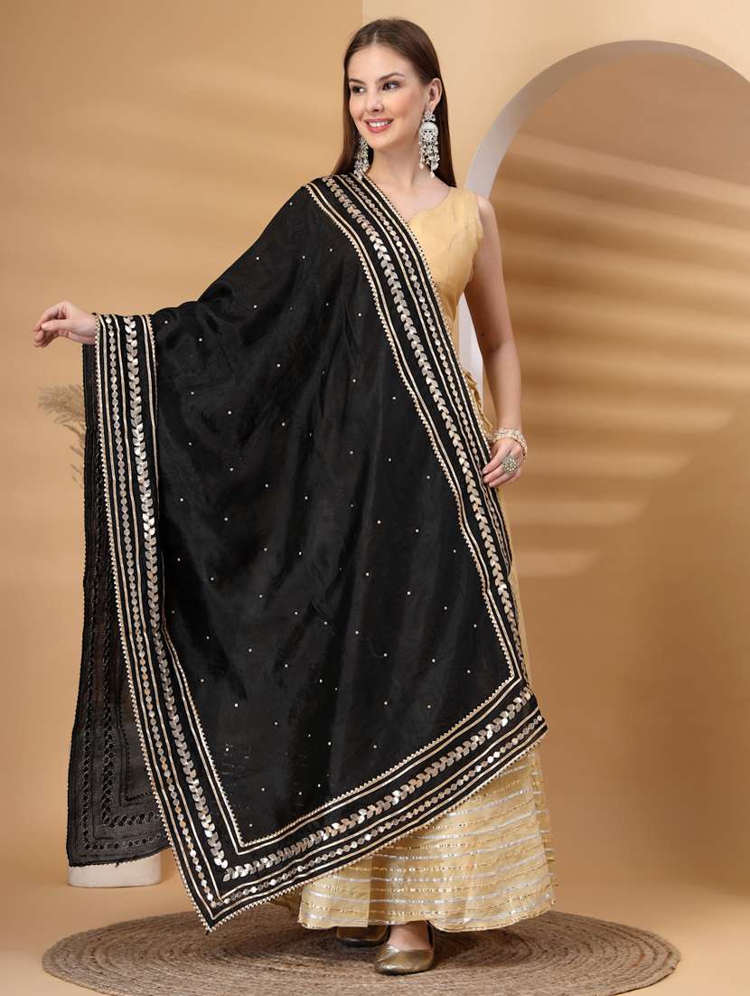 women solid with work gota work dupatta - 22219875 -  Standard Image - 4